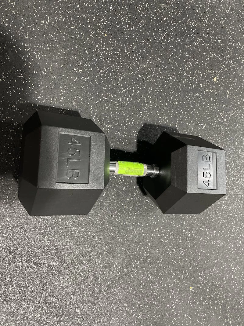 Free Shipping - *Other Brand Used 45 Lb Rubber Hex Dumbbell Exercise And Fitness