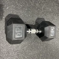 Free Shipping - *Other Brand Used 40 Lb Rubber Hex Dumbbell Exercise And Fitness
